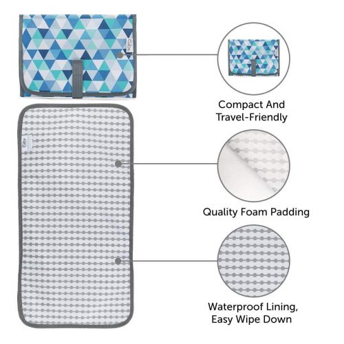  Comfy Cubs Baby Portable Changing Pad, Diaper Bag, Travel Mat Station Compact (Blue Pattern)