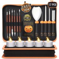 [아마존베스트]Comfy Mate Upgraded 12 PCS Pumpkin Carving Kit for Adults & Kids with Professional Detail Sculpting Tools, Heavy Duty Stainless Steel Knife Set with Carrying Case & 1000 Stencils Ebook for Ha