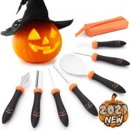 [아마존베스트]Comfy Mate Upgraded 9 PCS Pumpkin Carving Kit Tools & Over 1000 Stencils Template Ebook for Kids & Adults with Carrying Case, Heavy Duty Stainless Steel Carving Knife Carver Set for Halloween