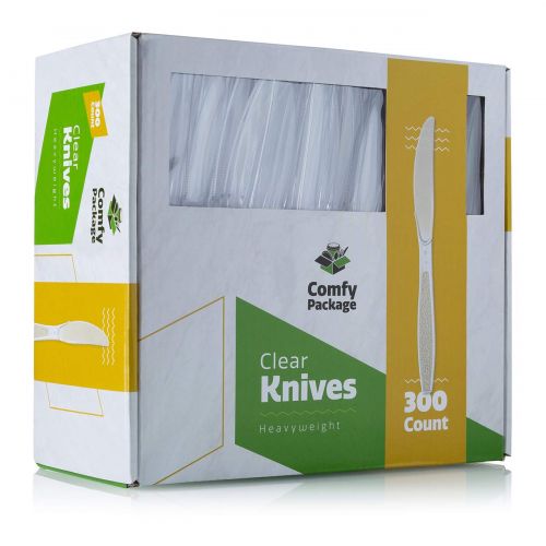  Comfy Package [300 Pack] Heavyweight Disposable Clear Plastic Knives
