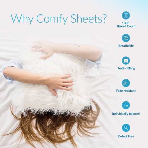  [아마존 핫딜]  [아마존핫딜]Comfy Sheets 100% Egyptian Cotton Sheets - 1000 Thread Count 4 Pc Queen White Bed Sheet with Pillowcases, Premium Hotel Quality Fits Mattress Up to 18 Deep Pocket.