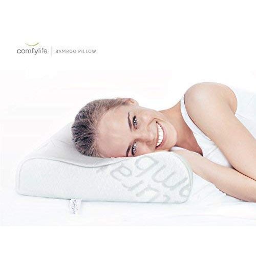  Comfylife Gel Memory Foam Pillow - Comfortable Cooling Pillow Neck Pain - Cervical Support Pillow Back Stomach Side Sleepers - Orthopedic Sleeping Pillow for Women Kids + Free Bamboo Hypoall