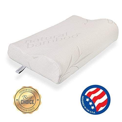  Comfylife Gel Memory Foam Pillow - Comfortable Cooling Pillow Neck Pain - Cervical Support Pillow Back Stomach Side Sleepers - Orthopedic Sleeping Pillow for Women Kids + Free Bamboo Hypoall