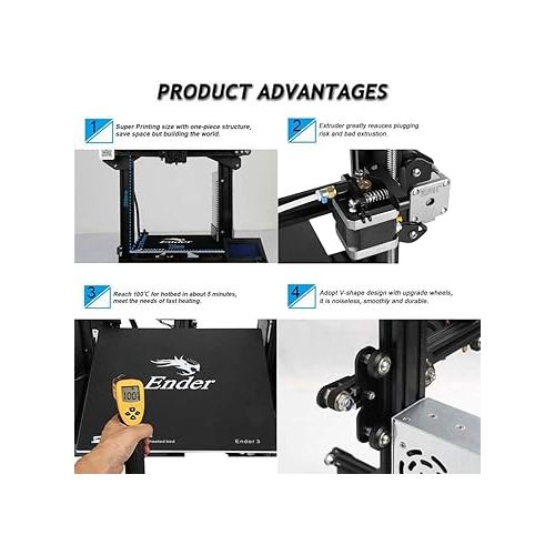  Official Creality Ender 3 3D Printer Fully Open Source with Resume Printing Function DIY 3D Printers Printing Size 8.66x8.66x9.84 inch