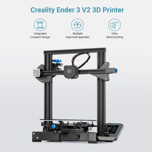  Comgrow Official Creality Ender 3 V2 3D Printer Upgraded with Silent Motherboard, Meanwell Power Supply,Tempered Carborundum Glass Plate and Resume Printing 220x220x250mm, Intergrated Stru