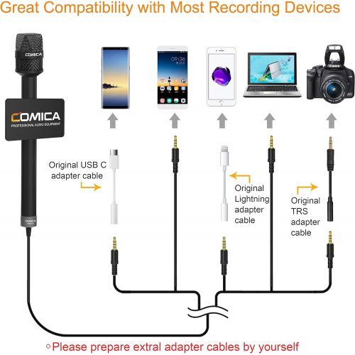  COMICA HRM-S Interview Microphone Condenser Cardioid Microphone with 3.5mm TRRS Plug, Reporter Microphone for iPhone Android Smartphone and Laptop, Handheld Mic for Interviews, Rep