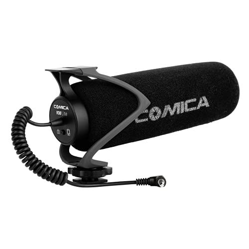  Comica CVM-V30 LITE Camera Shotgun Microphone for Cannon Nikon Sony DSLR Camera and iPhone Android Smartphone, Supercardioid Professional Video Mic with Shock Mount Perfect for Int