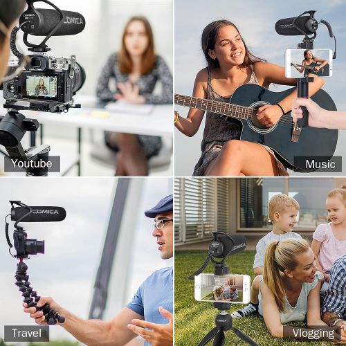  Comica CVM-V30 LITE Camera Shotgun Microphone for Cannon Nikon Sony DSLR Camera and iPhone Android Smartphone, Supercardioid Professional Video Mic with Shock Mount Perfect for Int