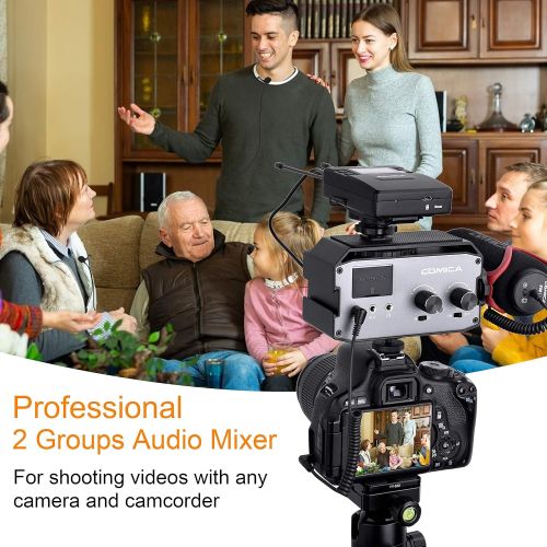  DSLR Preamp, Comica CVM-AX3 XLR Microphone Audio Mixer, Dual XLR/3.5mm/6.35mm Port Camera Mixer, Video Adapter with Real-time Monitoring for Canon Nikon Sony Panasonic DSLR Camera