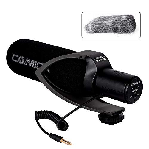  Comica CVM-V30 PRO Camera Microphone Electric Super-Cardioid Directional Condenser Shotgun Video Microphone for Canon Nikon Sony Panasonic DSLR Camera with 3.5mm Jack (Black)