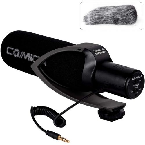  Comica CVM-V30 PRO Camera Microphone Electric Super-Cardioid Directional Condenser Shotgun Video Microphone for Canon Nikon Sony Panasonic DSLR Camera with 3.5mm Jack (Black)