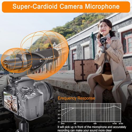  Comica CVM-V30 PRO Camera Microphone Electric Super-Cardioid Directional Condenser Shotgun Video Microphone for Canon Nikon Sony Panasonic DSLR Camera with 3.5mm Jack (Black)