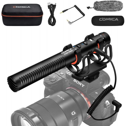  Comica CVM-VM20 Shotgun Microphone, Camera Microphone with Rycote Shock Mount, Furry Deadcat, OLED Power Display, Super-Cardioid Rechargeable Video Mic for Canon Nikon Sony DSLR Ca