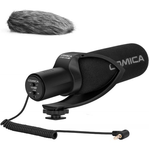  Camera Microphone, Comica CVMV30PRO Professional Super Cardioid Video Recording Microphone with Wind Muff, Shotgun Microphone for Canon Nikon Sony DSLR Cameras,Camcorder(3.5mm TRS