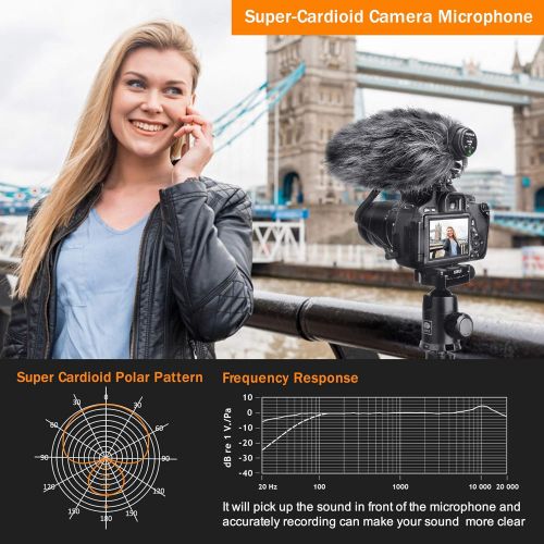  Camera Microphone, Comica CVMV30PRO Professional Super Cardioid Video Recording Microphone with Wind Muff, Shotgun Microphone for Canon Nikon Sony DSLR Cameras,Camcorder(3.5mm TRS
