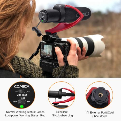  Camera Microphone, Comica CVM-V30 PRO Professional Video Microphone with Wind Muff, Super Cardioid Shotgun Microphone for Canon Nikon Sony DSLR Cameras,Camcorder(3.5mm mic)