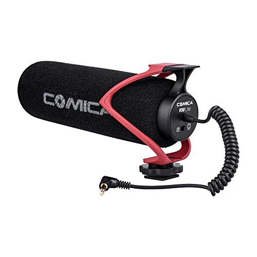  Comica CVM-V30 LITE Video Microphone Super-Cardioid Condenser On-Camera Shotgun Microphone for Canon Nikon Sony Panasonic DSLR Cameras iPhone Samsung Huawei with 3.5mm Jack(Red)