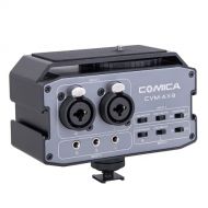 XLR Audio Mixer, Comica CVM-AX3 Dual XLR/6.35mm/3.5mm Video Audio Mixer with Real-time Monitoring, Camera Mixer for Canon Nikon Sony Panasonic DSLR Camera Camcorder etc.