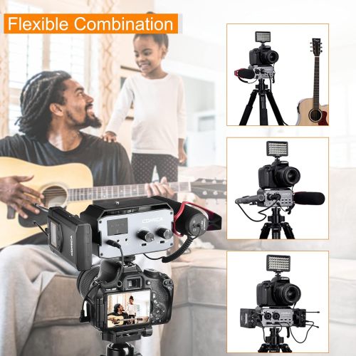  XLR Audio Mixer, Comica CVM-AX3 Dual XLR/6.35mm/3.5mm Video Audio Mixer with Real-time Monitoring, Camera Mixer for Canon Nikon Sony Panasonic DSLR Camera Camcorder etc.