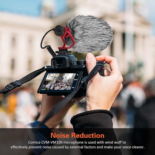  Camera Microphone, Comica CVM-VM10II Professional Cardioid Video Microphone with Shock Mount, Shotgun Microphone for DSLR Camera/Camcorder/Smartphone, Perfect for Vlogging/Video Re