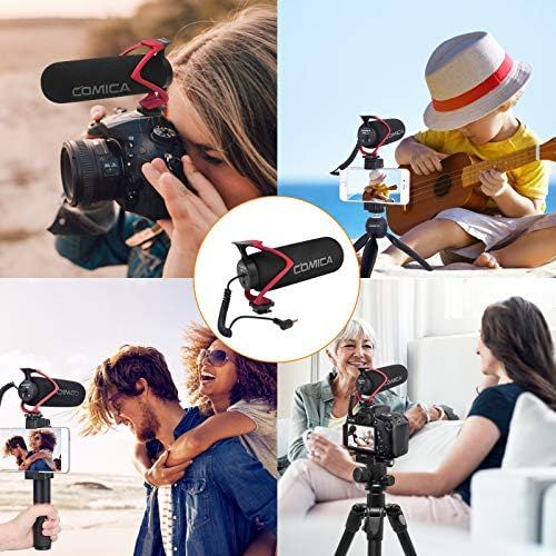 Universal Video Microphone, Comica CVM-V30 LITE Super-Cardioid Directional Shotgun Camera Microphone for Canon Nikon Sony Fuji DSLR Cameras and iPhone Android Smartphones(Red)
