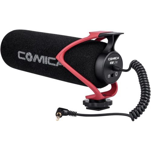  Comica CVM-V30 LITE Video Microphone Super-Cardioid Condenser On-Camera Shotgun Microphone for Canon Nikon Sony Panasonic DSLR Cameras iPhone Samsung Huawei with 3.5mm Jack(Red)