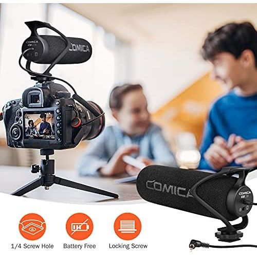  Comica CVM-V30 LITE Camera Shotgun Microphone for Cannon Nikon Sony DSLR Camera and iPhone Android Smartphone, Supercardioid Professional Video Mic with Shock Mount Perfect for Int