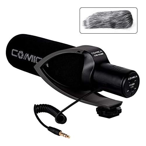  Comica CVM-V30 PRO Camera Microphone Electric Super-Cardioid Directional Condenser Shotgun Video Microphone for Canon Nikon Sony Panasonic DSLR Camera with 3.5mm Jack (Black)