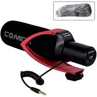Comica CVM-V30 PRO Camera Microphone Electric Super-Cardioid Directional Condenser Shotgun Video Microphone for Canon Nikon Sony Panasonic DSLR Camera with 3.5mm Jack (Red)