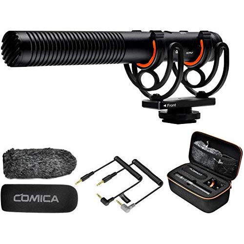  Shotgun Microphone, Comica CVM-VM20 Professional Super Cardioid Video Microphone with Shock Mount, Camera Microphone Kit for Smartphone/DSLR Camera/Camcorder, Perfect for Interview