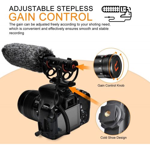  Shotgun Microphone, Comica CVM-VM20 Professional Super Cardioid Video Microphone with Shock Mount, Camera Microphone Kit for Smartphone/DSLR Camera/Camcorder, Perfect for Interview