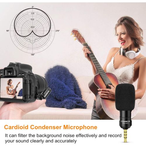  Comica CVM-VS07 Flexible Condenser Microphone, Universal Vlogging Microphone for Gopro, Smartphone and Camera, 3.5mm Plug and Play Mic