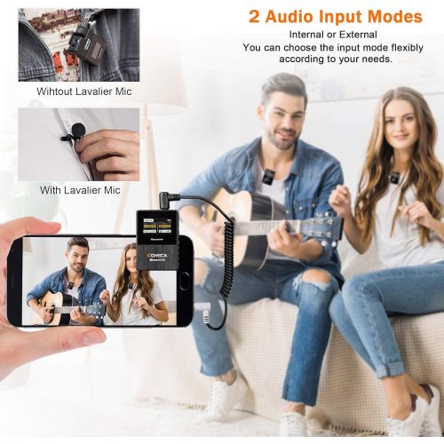  [아마존베스트]Wireless Lavalier Microphone,Comica BoomX-D2 2.4G Compact Wireless Microphone System with 2 Transmitter and 1 Receiver,Lav Mic for Smartphone Camera Podcast Interview YouTube Faceb