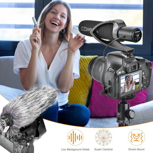  [아마존베스트]Comica CVM-V30 PRO Camera Microphone Electric Super-Cardioid Directional Condenser Shotgun Video Microphone for Canon Nikon Sony Panasonic DSLR Camera with 3.5mm Jack (Black)