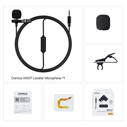  [아마존베스트]Comica Lavalier Microphone Clip-On Microphone Omnidirectional 3.5 mm TRS, 2.5 m for DSLR Camera Camcorder, PC Laptop, GoPro Sony Canon Nikon Panasonic for YouTube, Interview CVM-V0