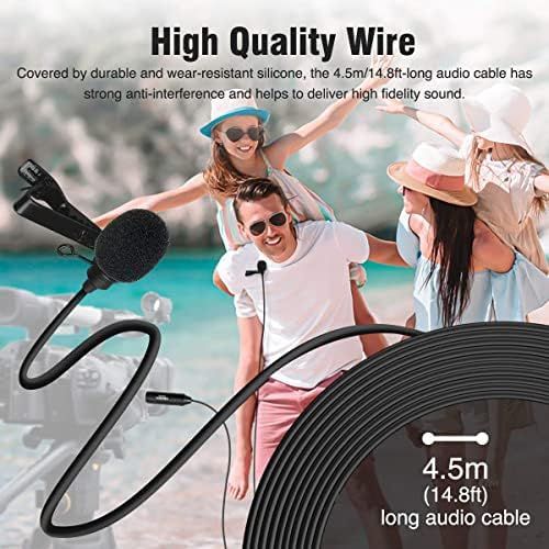  [아마존베스트]Comica Lavalier Microphone XLR Clip-On Microphone 3-Pin XLR Phantom Power 4.5 m for Canon Nikon Sony Panasonic Camera DSLR Camcorder Zoom Tascam Recorder Audio Mixer Interview CVM-