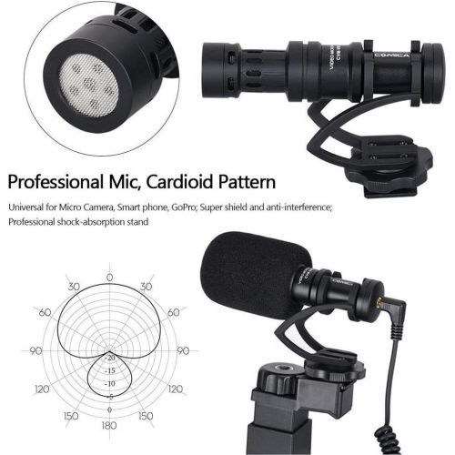  Comica COMICA CVM-WS50(B) Mobile Professional Smartphone Microphone Lavalier Wireless System 6-Channels with Built-in Smartphone Holder+ Flexible Combination with Control Grip+Tripod