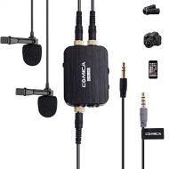 Comica CVM-D03 Dual Lavalier Lapel Microphone with Mono/Stereo Sound, Volume adjustment, Real-time monitoring, Portable Clip-on mic for Cameras Camcorders& Smartphones and more (3.