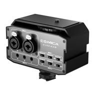 XLR Audio Mixer,Comica CVM-AX3 Audio Mixer Adapter Preamplifier Dual XLR3.5mm6.35mm Port Camera Mixer for Canon Nikon Sony Panasonic DSLR Camera Camcorder (Support Real-time Moni
