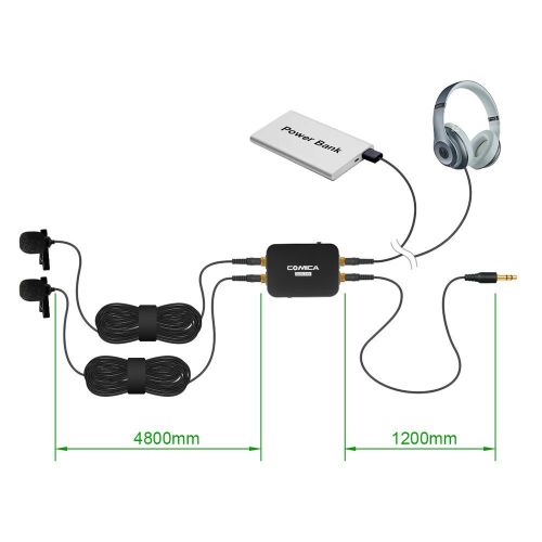  Comica CVM-D03 Dual Head Lavalier Microphone MonoStereo Mode 100hrs Standby Time for Iphone Android Smartphone Gopro Camera Canon 5DⅢ Sony A7RⅡ Panosonic GH4 and DSLR Camera(3.5mm