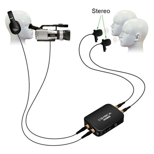  Comica CVM-D03 Dual Head Lavalier Microphone MonoStereo Mode 100hrs Standby Time for Iphone Android Smartphone Gopro Camera Canon 5DⅢ Sony A7RⅡ Panosonic GH4 and DSLR Camera(3.5mm