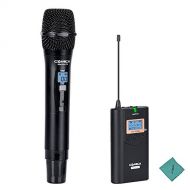 Comica CVM-WM100H 48-Channel UHF Wireless Handheld Microphone 328ft Range/ 16level Volume/Real-Time Monitor for DSLR Camera Camcorder with Andoer Cleaning Cloth