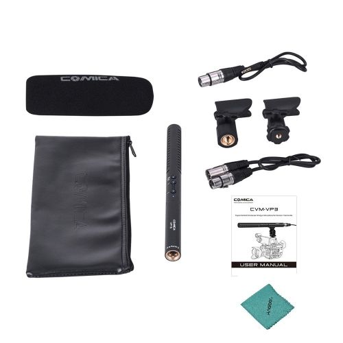  Comica CVM-VP3 Shotgun Microphone Super Cardioid Condenser Photography Interview Video Mic for Canon Nikon Sony Camera Camcorder with 3.5mm & XLR Cable with Andoer Cleaning Cloth