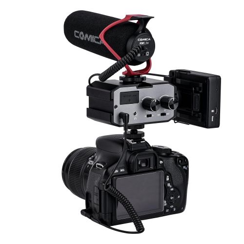  Comica CVM-AX1 Audio Mixer Adapter Universal Dual Channels 3.5mm Port Camera Mixer for Canon Nikon Sony Panasonic DSLR Camera Camcorder (Support Real-time Monitoring)