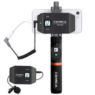 Comica CVM-WS50(A) Wireless Smart Phone Lavalier Microphone System, with UHF 6 Channels, 194FT Wireless Range, Built-in Chargable Battery, Microphone for iPhone Samsung Huawei and