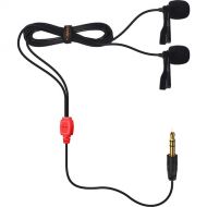 Comica Audio CVM-D02 Dual Omnidirectional Lavalier Microphones for DSLR Cameras, GoPro, and Smartphones (Red, 19.6' Cable)