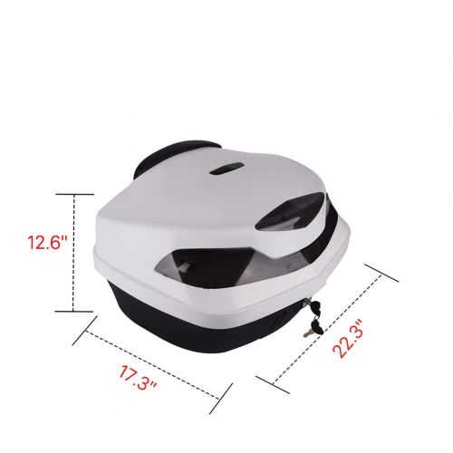  Comie Motorcycle Tour Tail Box Trunk Luggage Top Lock Storage Carrier Case w/soft backrest&handle - 48L Capacity - Can Store Helmet (White)