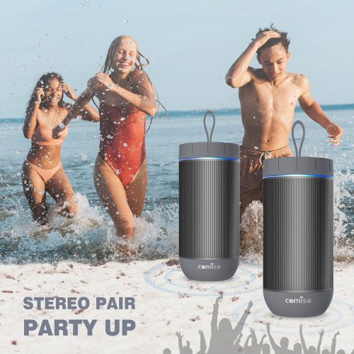  [아마존베스트]COMISO Waterproof Bluetooth Speakers Outdoor Wireless Portable Speaker with 20 Hours Playtime Superior Sound for Camping, Beach, Sports, Pool Party, Shower (Dark Grey)