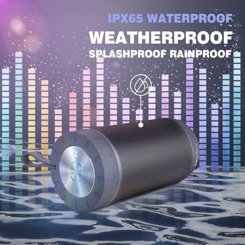  [아마존베스트]COMISO Waterproof Bluetooth Speakers Outdoor Wireless Portable Speaker with 20 Hours Playtime Superior Sound for Camping, Beach, Sports, Pool Party, Shower (Dark Grey)