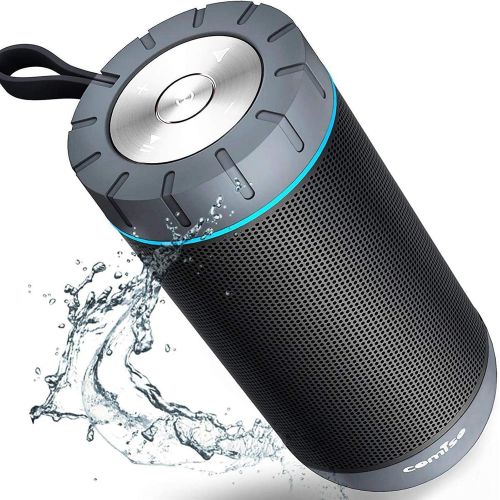  [아마존베스트]COMISO Waterproof Bluetooth Speakers Outdoor Wireless Portable Speaker with 20 Hours Playtime Superior Sound for Camping, Beach, Sports, Pool Party, Shower (Dark Grey)